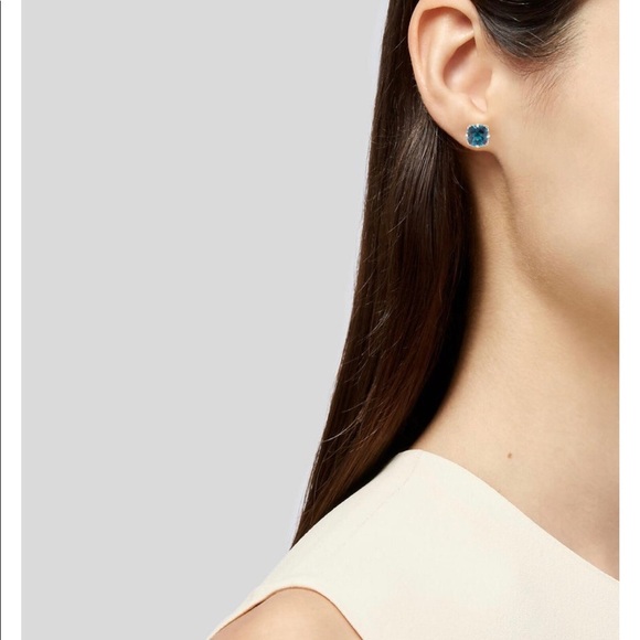 Brand New 14K Gold Topaz Stud Earrings - Picture 4 of 6